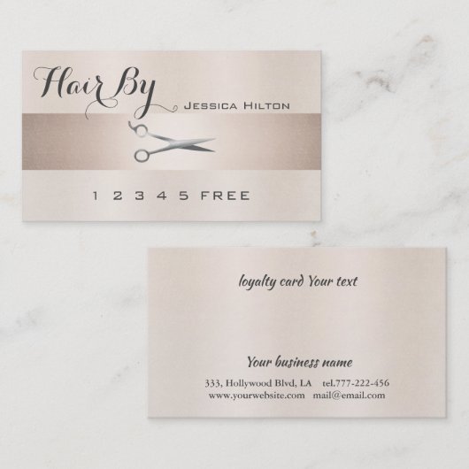 ロイヤリティカードエレガント光沢のある明るいハサミ ロイヤリティカード (正面/裏面)