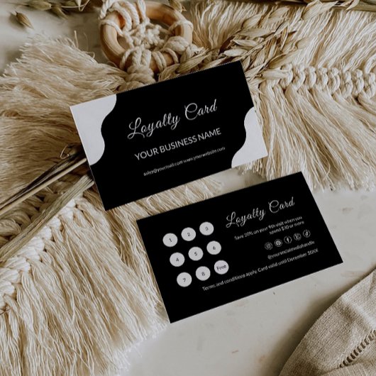 ロイヤリティカードテンプレート、白黒 ロイヤリティカード