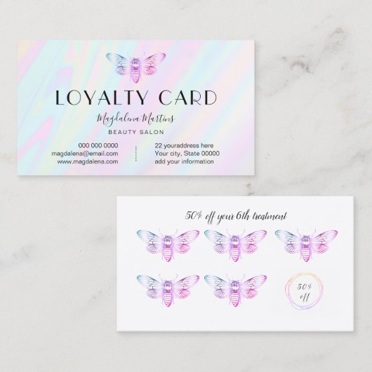 ロイヤリティカードパステル色ホログラフィフェイクックバグ 名刺 (正面/裏面)