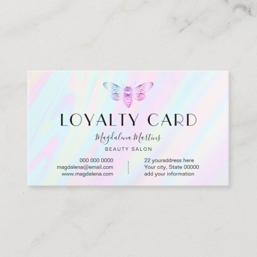 ロイヤリティカードパステル色ホログラフィフェイクックバグ 名刺 (正面)
