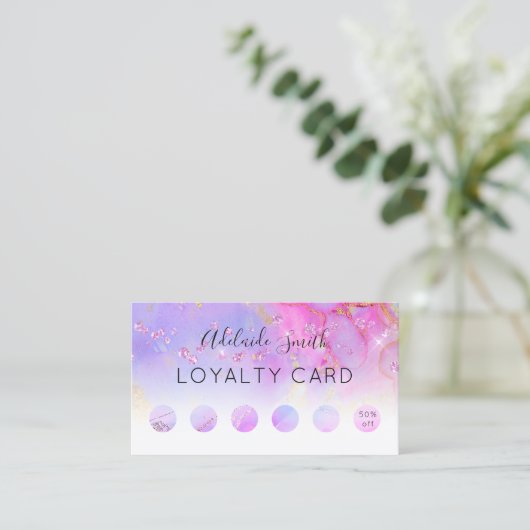 ロイヤリティカードパープルシェード 名刺 (スタンド正面)