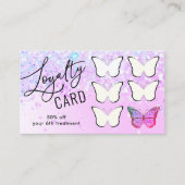 ロイヤリティカードパープルフェイクグリッター蝶 名刺 (正面)