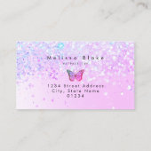 ロイヤリティカードパープルフェイクグリッター蝶 名刺 (裏面)