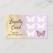 ロイヤリティカードフェイク金ゴールドフォイルラベンダーバタフライ 名刺 (正面)