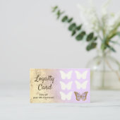 ロイヤリティカードフェイク金ゴールドフォイルラベンダーバタフライ 名刺 (スタンド正面)