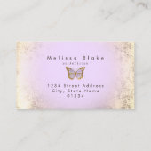 ロイヤリティカードフェイク金ゴールドフォイルラベンダーバタフライ 名刺 (裏面)