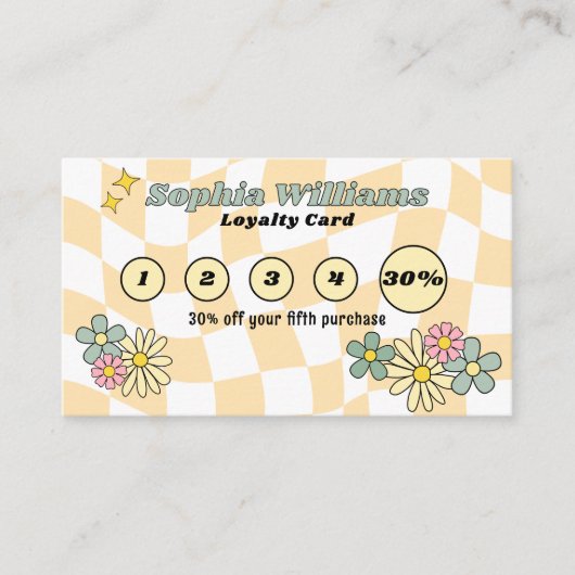 ロイヤリティカードレトロイエローチェックビジネス割引 ロイヤリティカード (正面)