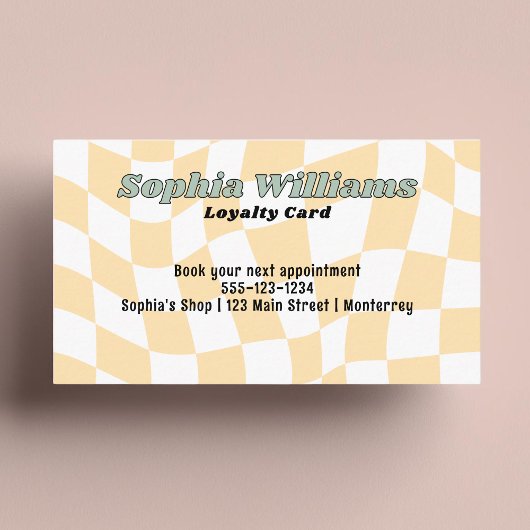 ロイヤリティカードレトロイエローチェックビジネス割引 ロイヤリティカード