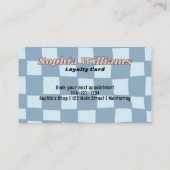 ロイヤリティカードレトロブルー市松模様にビジネス割引 ロイヤリティカード (裏面)