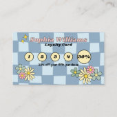 ロイヤリティカードレトロブルー市松模様にビジネス割引 ロイヤリティカード (正面)