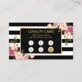 ロイヤリティカードヴィンテージ金ゴールドフローラ美しいサロン ロイヤリティカード (正面)