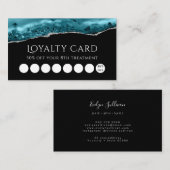 ロイヤリティカード水カラーティール（緑がかった色）agate on black 名刺 (正面/裏面)