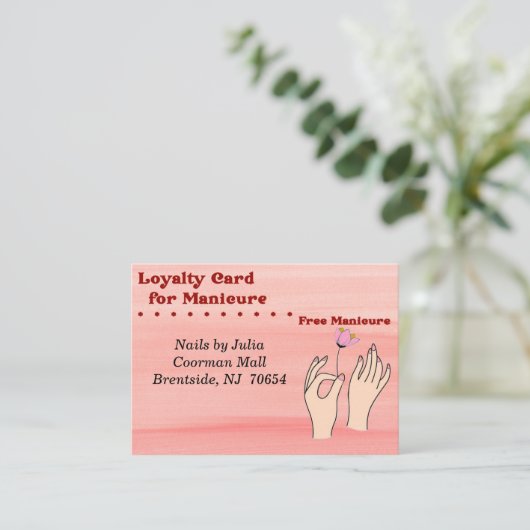 ロイヤリティカード無料マニキュアinピーチ 名刺 (スタンド正面)
