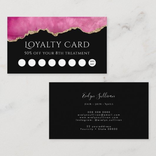 ロイヤリティカード熱ピンク酸 名刺 (正面/裏面)