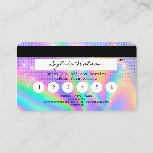 ロイヤリティカード爪、 ネイルクレジットカードホログラフィック 名刺 (裏面)