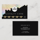 ロイヤリティカード蜂ハニカムの黒 名刺 (正面/裏面)