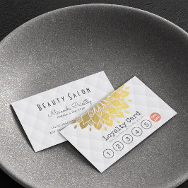 ロイヤリティカード金ゴールドフローラホワイトレザーヘアメイクアップ ロイヤリティカード