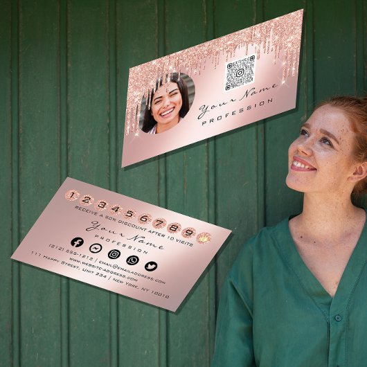 ロイヤリティカード10パンチクラウンシルバーQRロゴフォト 名刺