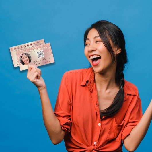 ロイヤリティカード10パンチクラウンバラ金ゴールドQR写真 名刺