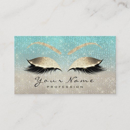 ロイヤリティカード10メイクアップまつげ拡張ブルー金ゴールド ロイヤリティカード (正面)