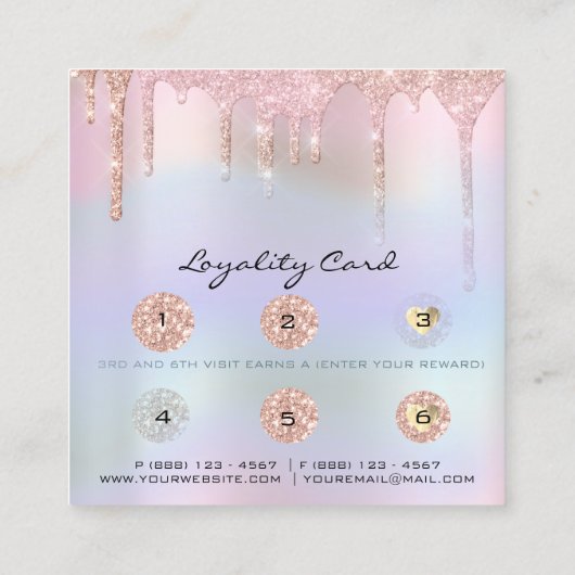 ロイヤリティカード6パンチアフターケアまつ毛ホログラフィック ロイヤリティカード (裏面)