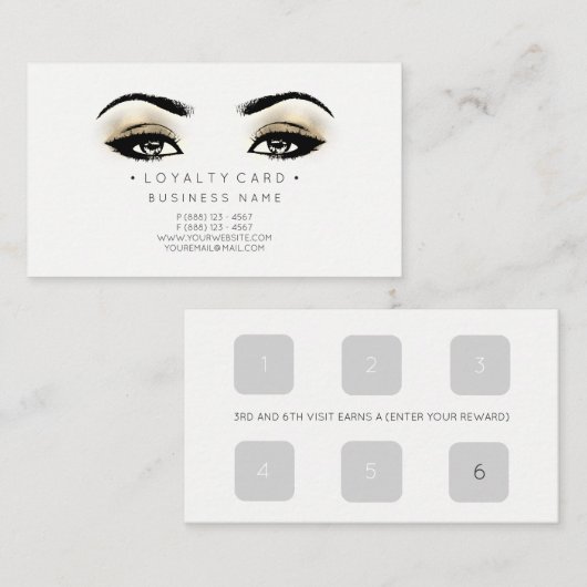 ロイヤリティカード6パンチカスタマー美しいサロン フェイク ロイヤリティカード (正面/裏面)