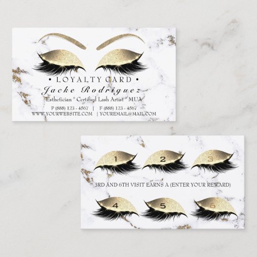 ロイヤリティカード6パンチサロンまぶし大理石化粧 ロイヤリティカード (正面/裏面)