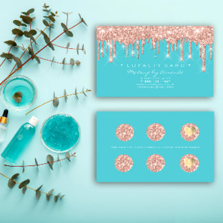 ロイヤリティカード6パンチメイクアップアーティストハートバラブルー ロイヤリティカード