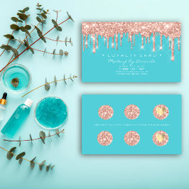 ロイヤリティカード6パンチメイクアップアーティストハートバラブルー ロイヤリティカード