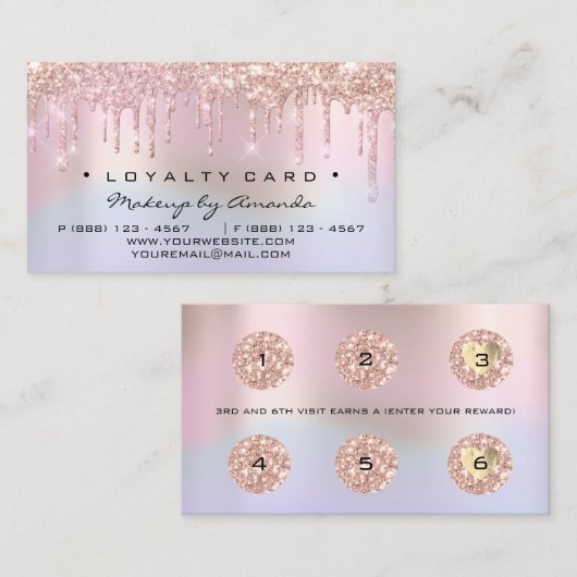 ロイヤリティカード6パンチメイクアップアーティストハート ロイヤリティカード (正面/裏面)