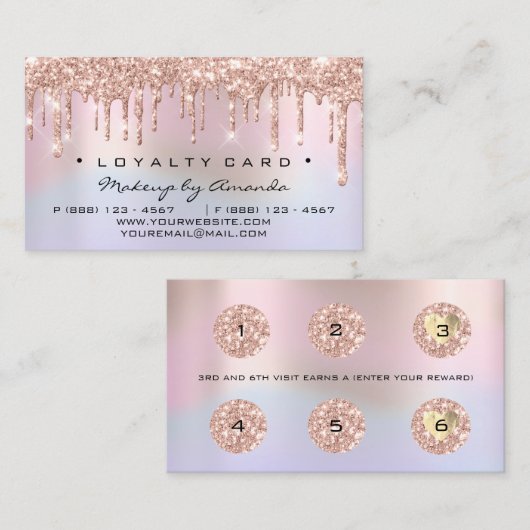 ロイヤリティカード6パンチメイクアップアーティストバラ自筆証書 ロイヤリティカード (正面/裏面)