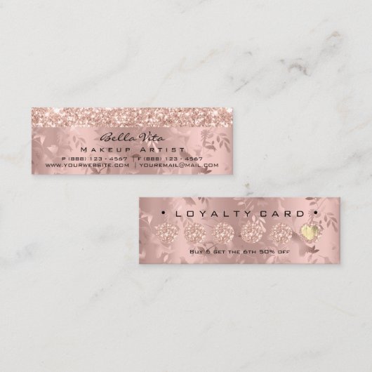 ロイヤリティカード6パンチメイクアップフローラハートバラルクス ロイヤリティカード (正面/裏面)