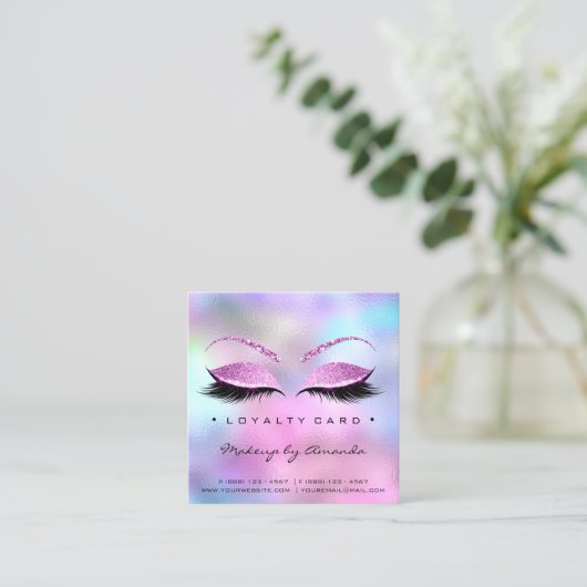 ロイヤリティカード6パンチメイクメイクアイラッシュハートピンク ロイヤリティカード (スタンド正面)