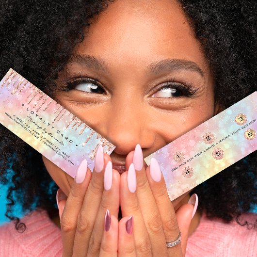 ロイヤリティカード6パンチメイク爪、 ネイル自筆小形 ロイヤリティカード