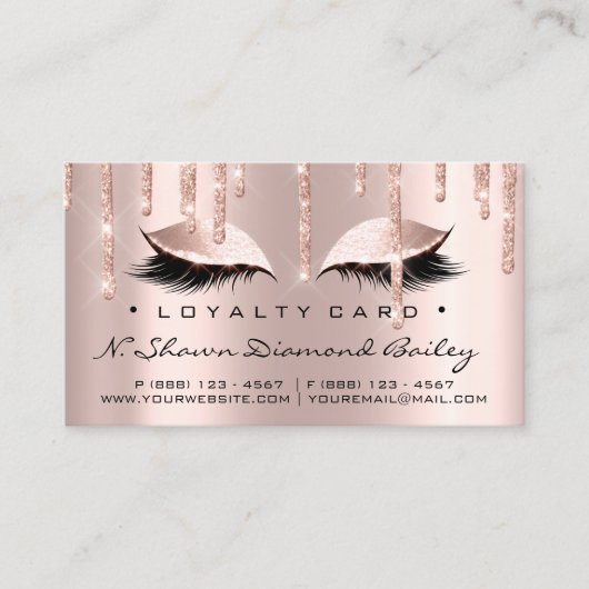 ロイヤリティカード6美しいサロンまばたきバラピンクドリップ ロイヤリティカード (正面)
