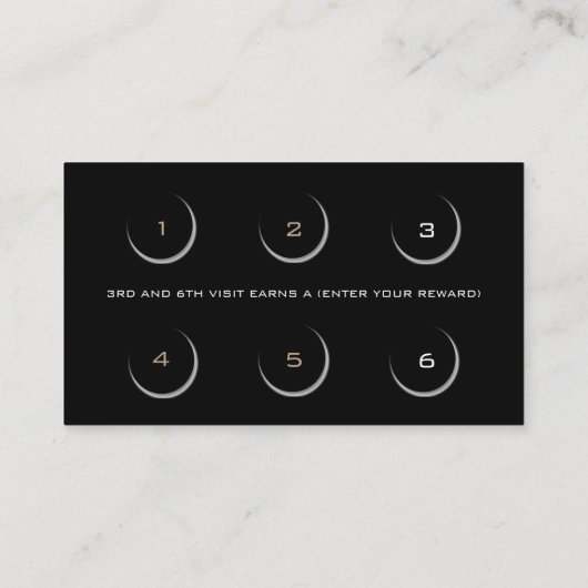 ロイヤリティカード6美しいサロンティール(緑がかった色)ブルー金ゴールドグリッター ロイヤリティカード (裏面)