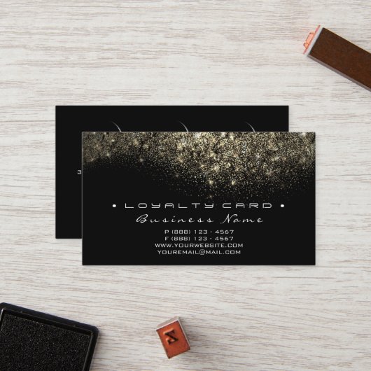 ロイヤリティカード6美しいサロンフラッシュ金ゴールドグリッター ロイヤリティカード (正面/裏面インサイチュ)