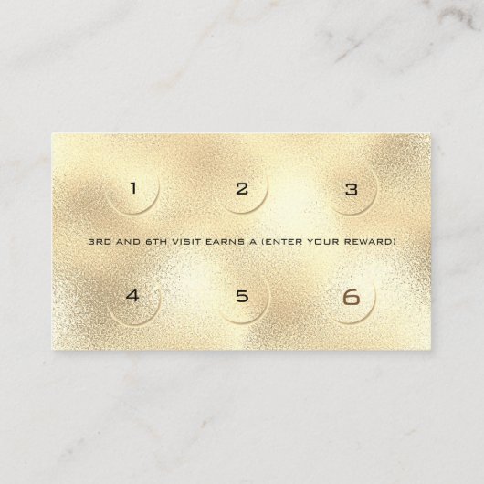 ロイヤリティカード6美しいサロンフラッシュ金ゴールドグリッター ロイヤリティカード (裏面)