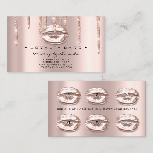 ロイヤリティカード6美しいサロンメイクアップアーティストリップ ロイヤリティカード (正面/裏面)