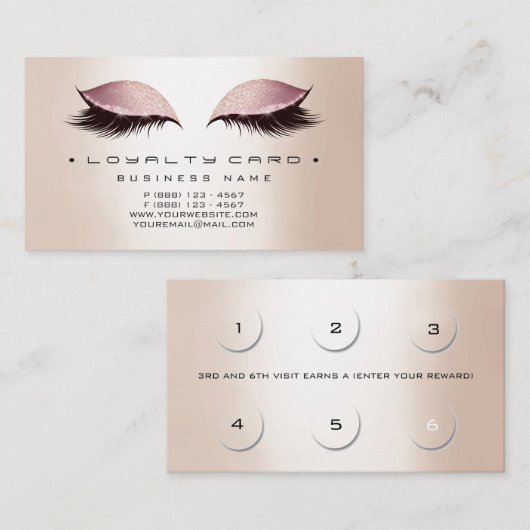 ロイヤリティカード6美しいサロンメイクアップバラ金ゴールドアイボリー ロイヤリティカード (正面/裏面)