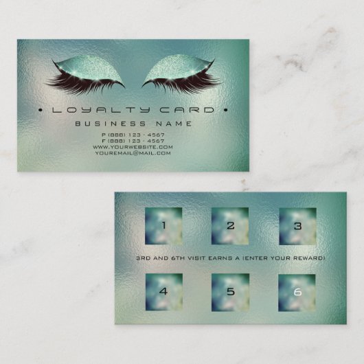 ロイヤリティカード6美しいサロンメイクガラスアクア ロイヤリティカード (正面/裏面)