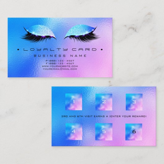 ロイヤリティカード6美しいサロンメイクガラスマイアミ ロイヤリティカード (正面/裏面)