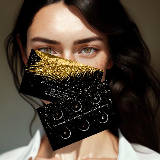 ロイヤリティカード6美しいサロンラックスラッシュ金ゴールド紙吹雪 ロイヤリティカード