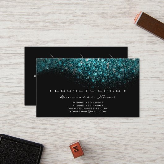ロイヤリティカード6美しいサロンラッシュターコイズブルー ロイヤリティカード (正面/裏面インサイチュ)