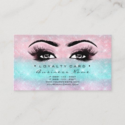 ロイヤリティカード6美しいサロンラッシュピンク海ブルー ロイヤリティカード (正面)