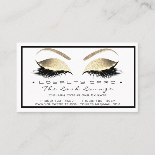 ロイヤリティカード6美しいサロンラッシュホワイト金ゴールドグラム ロイヤリティカード (正面)