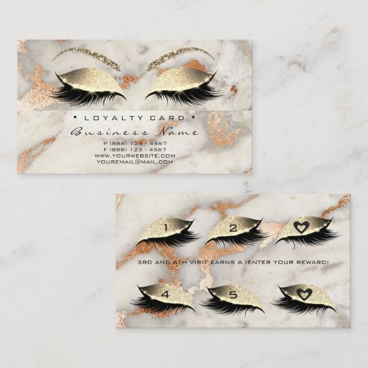 ロイヤリティカード6美しいサロンラッシュマーブルコッパールクス ロイヤリティカード (正面/裏面)