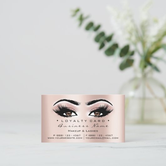 ロイヤリティカード6美しいサロンラッシュメイクアップバラブラウン ロイヤリティカード (スタンド正面)