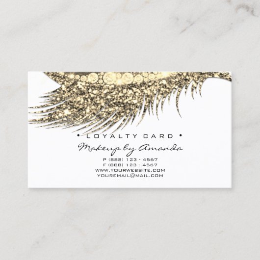 ロイヤリティカード6美しいサロンラッシュ白黒金ゴールド ロイヤリティカード (正面)