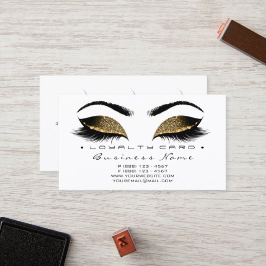 ロイヤリティカード6美しいサロンラッシュ金ゴールドホワイトワシ ロイヤリティカード (正面/裏面インサイチュ)